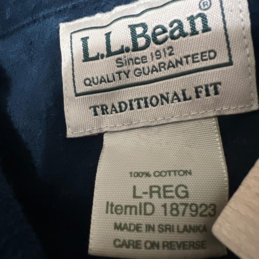 LL Bean Chamois Shirt Mens Large Navy Blue Long Sleeve Traditional Fit 187923
